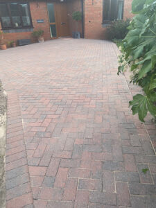 Brickwork cleaned by power washing